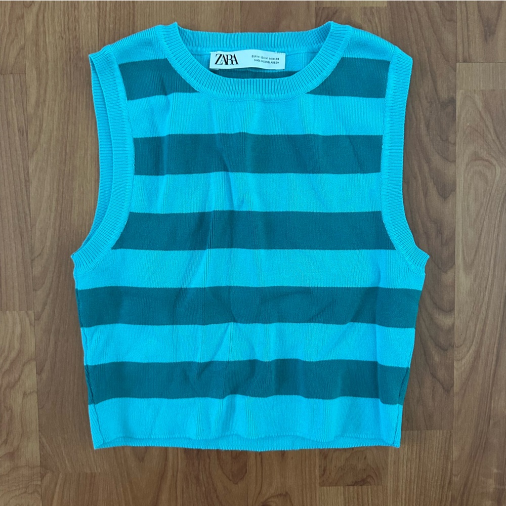 Zara Blue Crop Top Athletic Style - Picture 1 of 3